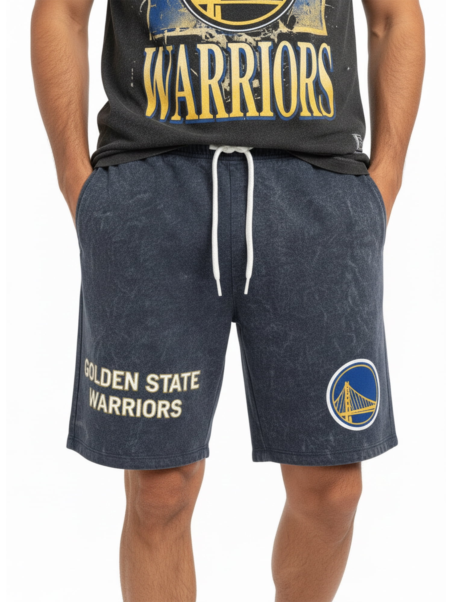 NBA Golden State Warriors Men's & Men's Big and Tall Mineral Wash Graphic Shorts, Sizes XS–5XB