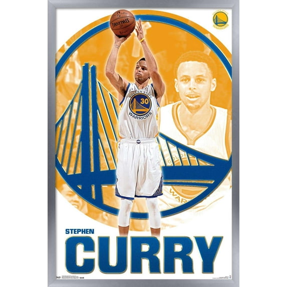 NBA Golden State Warriors - Stephen Curry 15 Wall Poster, 14.725" x 22.375", Framed
