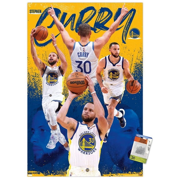 NBA Golden State Warriors - Stephen Curry 22 Wall Poster with Push Pins, 22.375" x 34"