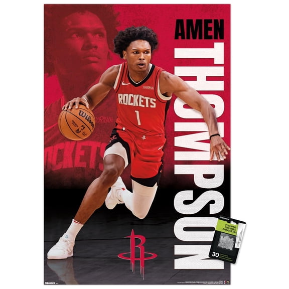 NBA Houston Rockets - Amen Thompson 25 Wall Poster with Push Pins, 22.375" x 34"