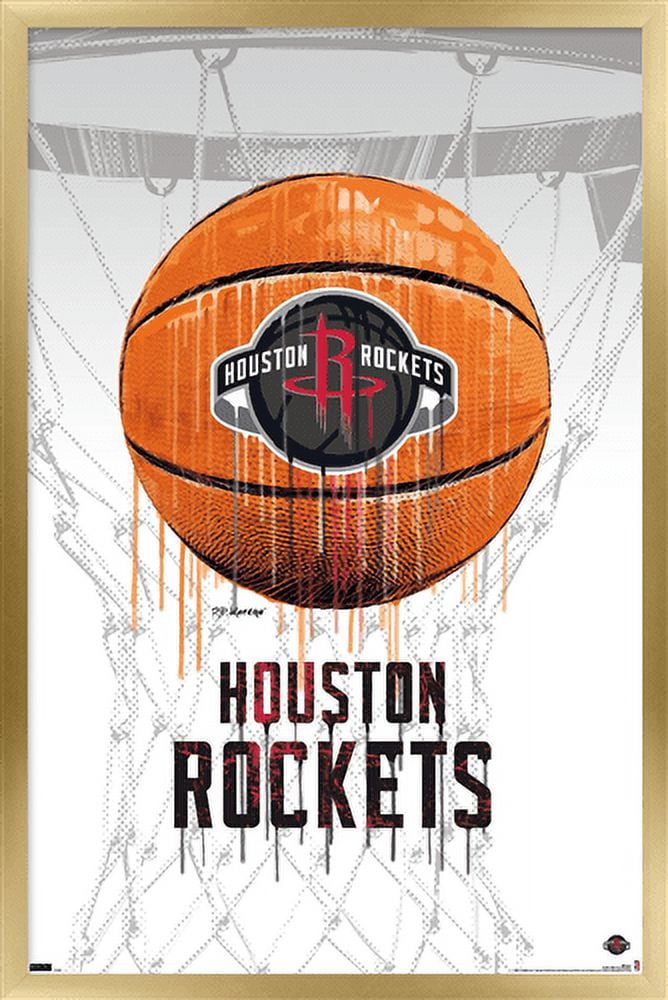 NBA Houston Rockets - Drip Basketball 21 Wall Poster, 14.725" x 22.375", Framed