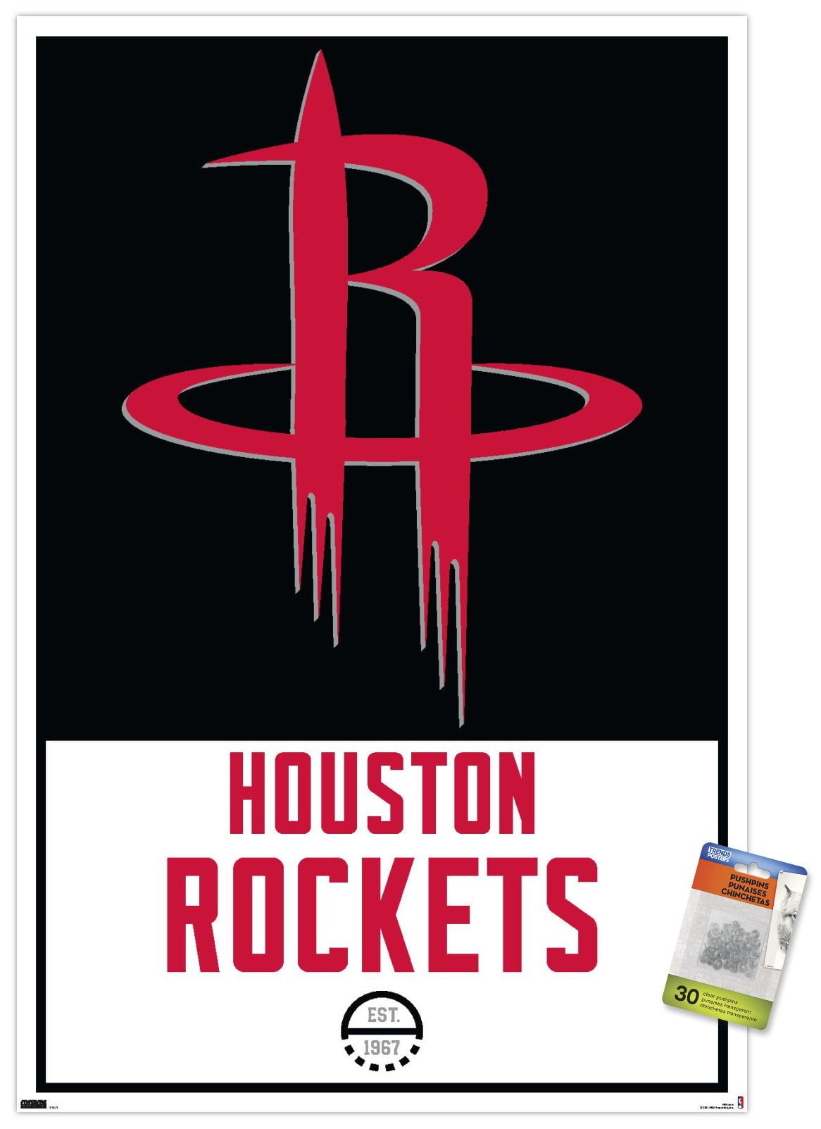 NBA Houston Rockets - Logo 21 Wall Poster with Pushpins, 22.375" x 34"