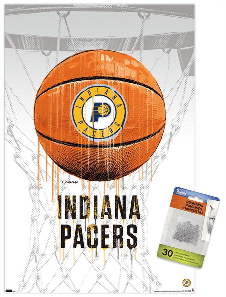 NBA Indiana Pacers - Drip Basketball 21 Wall Poster with Pushpins, 14.725" x 22.375"