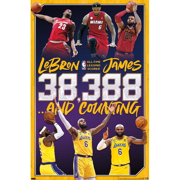 NBA League - LeBron James All-Time Scoring Leader Wall Poster, 14.725" x 22.375"
