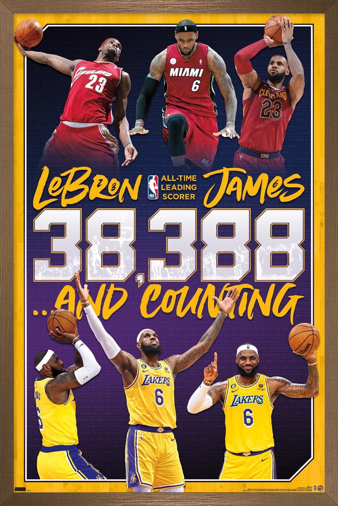 NBA League - LeBron James All-Time Scoring Leader Wall Poster, 22.375" x 34" Framed