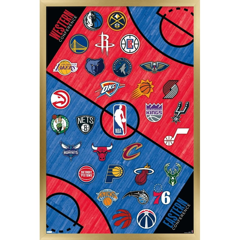 NBA League - Logos 22 Wall Poster, 22.375&quot; x 34&quot; Framed - Walmart.com