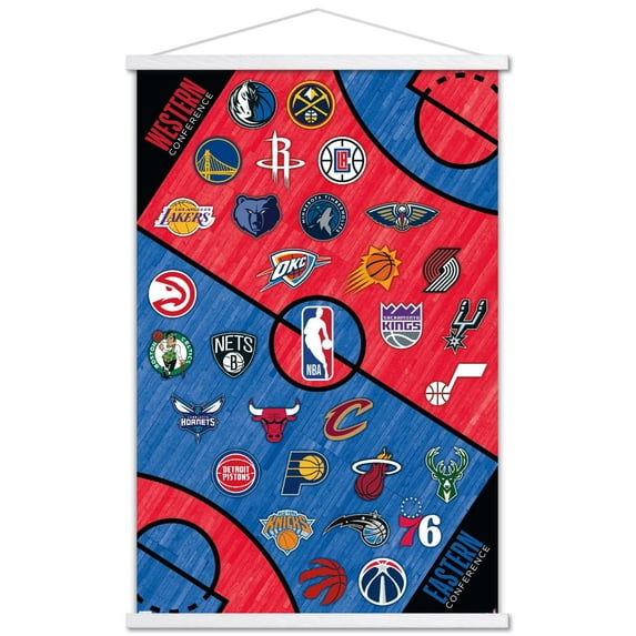 NBA League - Logos 22 Wall Poster with Magnetic Frame, 22.375" x 34"