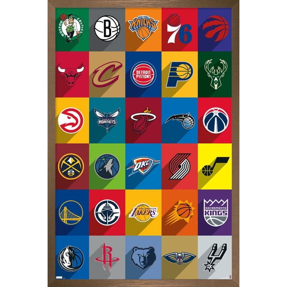 NBA League - Logos 24 Wall Poster, 22.375" x 34" Framed