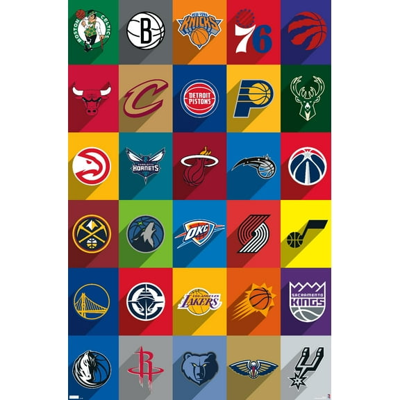 NBA League - Logos 24 Wall Poster, 22.375" x 34"