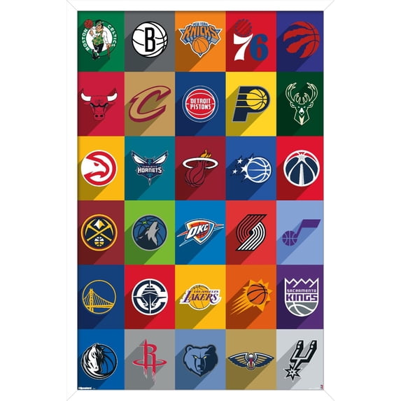 NBA League - Logos 25 Wall Poster, 14.725" x 22.375" Framed