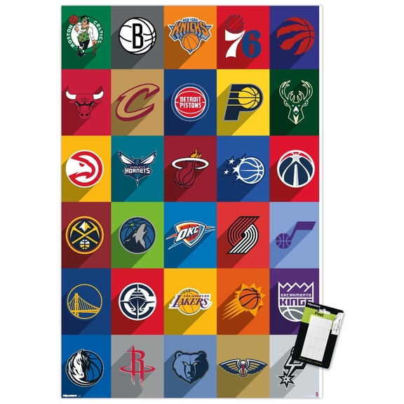 NBA League - Logos 25 Wall Poster, 22.375" x 34"