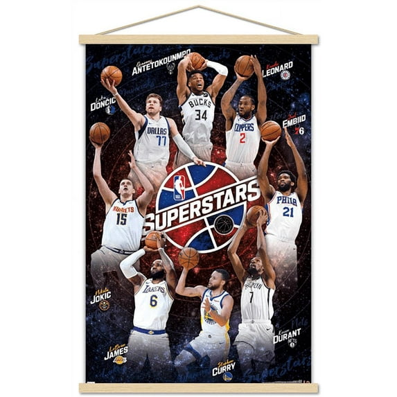 NBA League - Superstars 21 Wall Poster with Wooden Magnetic Frame, 22.375" x 34"