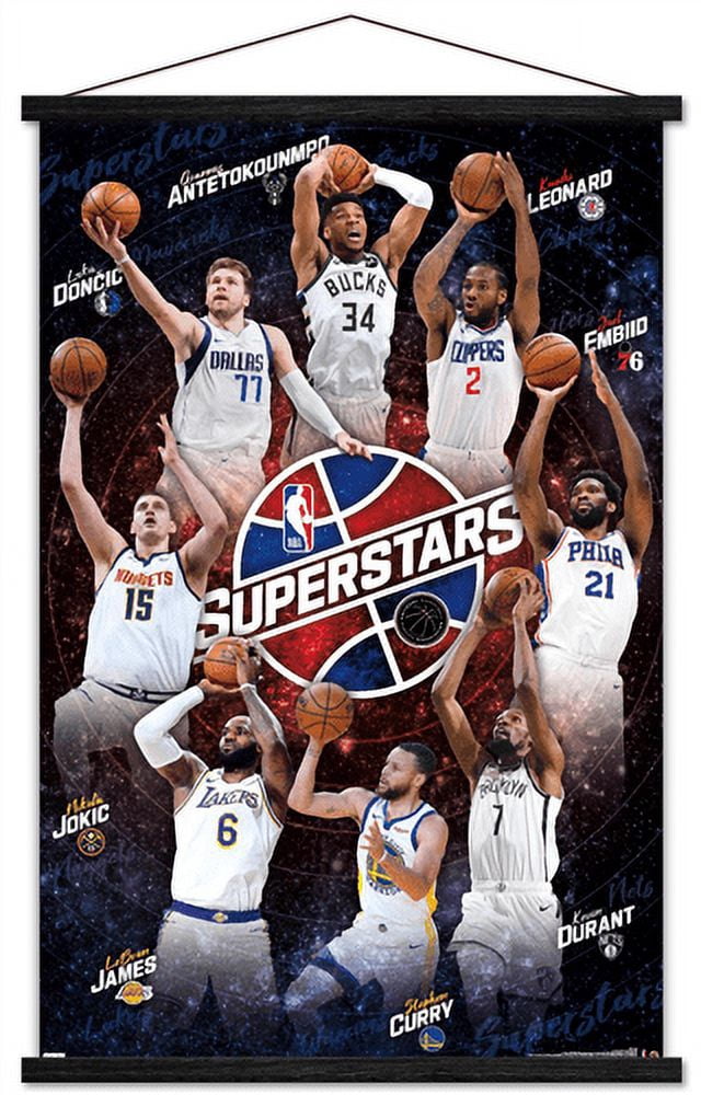 NBA League - Superstars 21 Wall Poster with Wooden Magnetic Frame, 22.375" x 34"