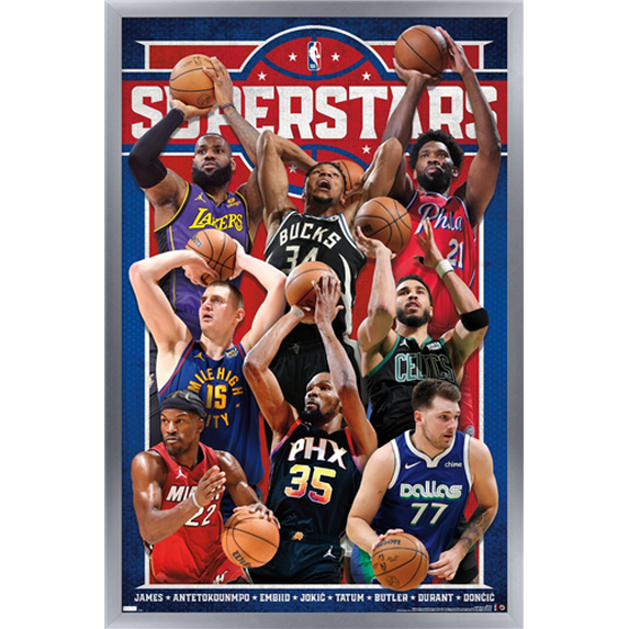 NBA League - Superstars 23 Wall Poster, 14.725" x 22.375" Framed