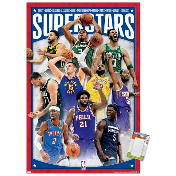 NBA League - Superstars 24 Wall Poster, 14.725" x 22.375"