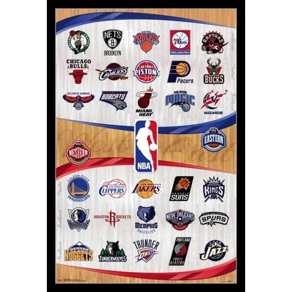 NBA - Logos 13 Laminated & Framed Poster Print (24 x 36)