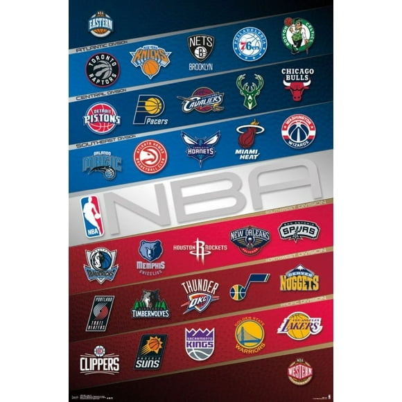 NBA Logos 16 22'' x 34'' Framed Poster