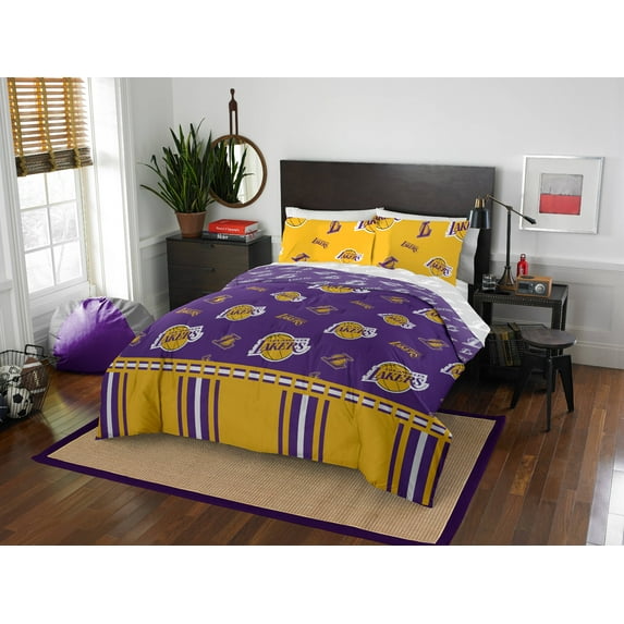 NBA Los Angeles Lakers Bed in Bag Set, Full Size, Team Colors, 100% Polyester, 5 Piece Set
