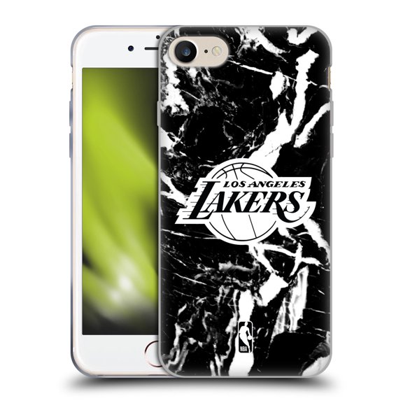 NBA Los Angeles Lakers Black Marble Hybrid MagSafe Case for Apple iPhone 7 / 8 / SE 2020 & 2022