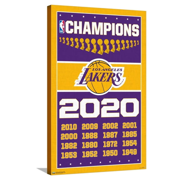 NBA Los Angeles Lakers - Champions 20 Canvas Wall Poster, 22.375" x 34"
