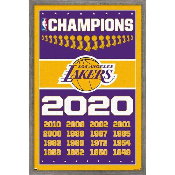 NBA Los Angeles Lakers - Champions 20 Wall Poster, 22.375" x 34", Framed