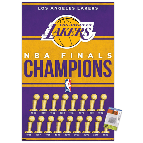 NBA Los Angeles Lakers - Champions 23 Wall Poster with Push Pins, 22.375" x 34"
