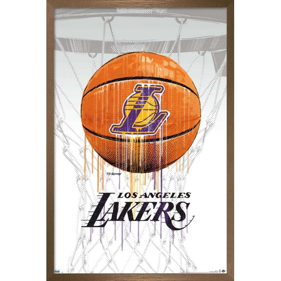 NBA Los Angeles Lakers - Drip Ball 20 Wall Poster, 14.725" x 22.375", Framed