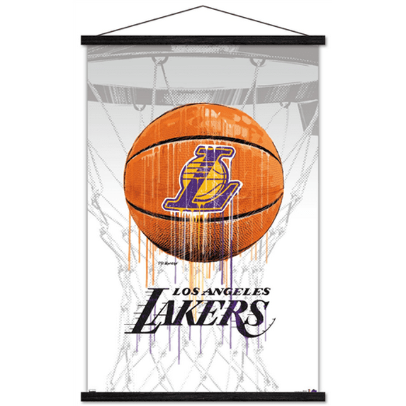 NBA Los Angeles Lakers - Drip Ball 20 Wall Poster with Magnetic Frame, 22.375" x 34"
