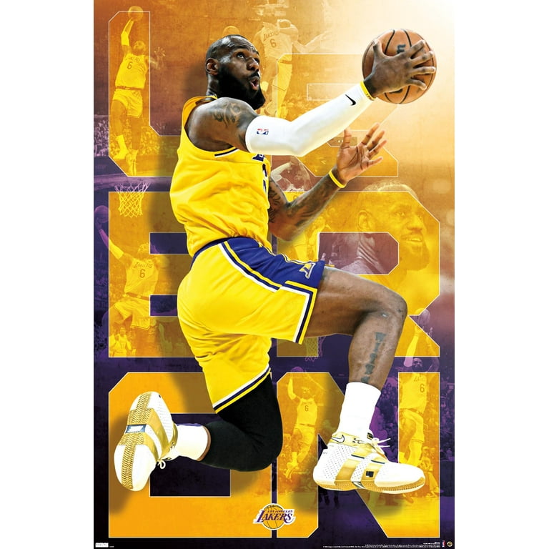 Download LeBron James Showing Support for the Lakers in Purple and Gold  Wallpaper