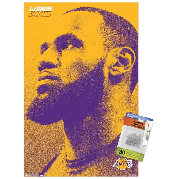 NBA Los Angeles Lakers - Lebron James 18 Wall Poster with Push Pins, 14.725" x 22.375"
