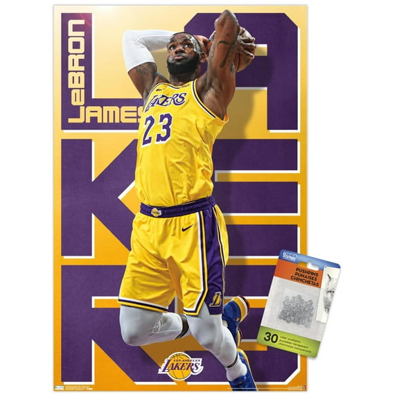 NBA Los Angeles Lakers - Lebron James 19 Wall Poster with Push Pins, 14.725" x 22.375"