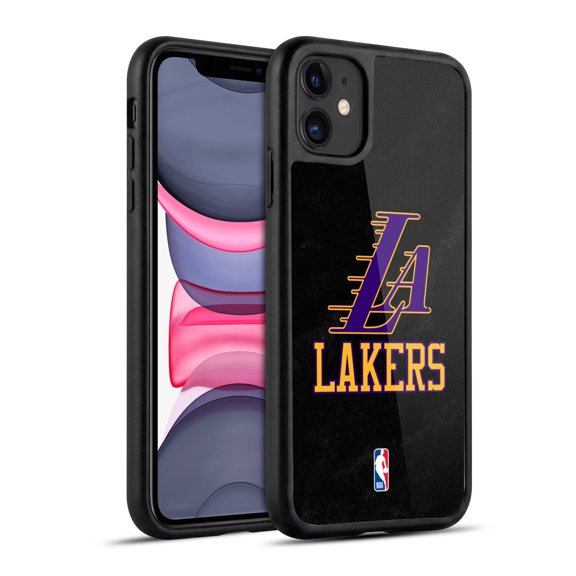 NBA Los Angeles Lakers Logo Black & Purple Design Hybrid Hard MagSafe Case for Apple iPhone 11