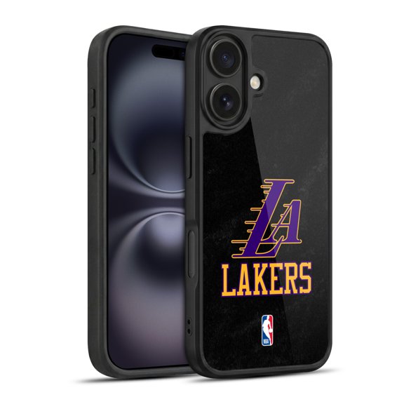 NBA Los Angeles Lakers Logo Black & Purple Design Hybrid Hard MagSafe Case for Apple iPhone 16