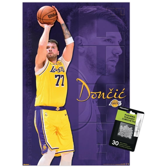 NBA Los Angeles Lakers - Luka Doncic 25 Wall Poster with Push Pins, 14.725" x 22.375"