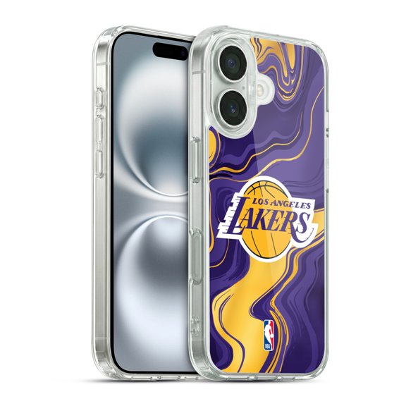 NBA Los Angeles Lakers Marble Agates Hybrid MagSafe Case for Apple iPhone 16