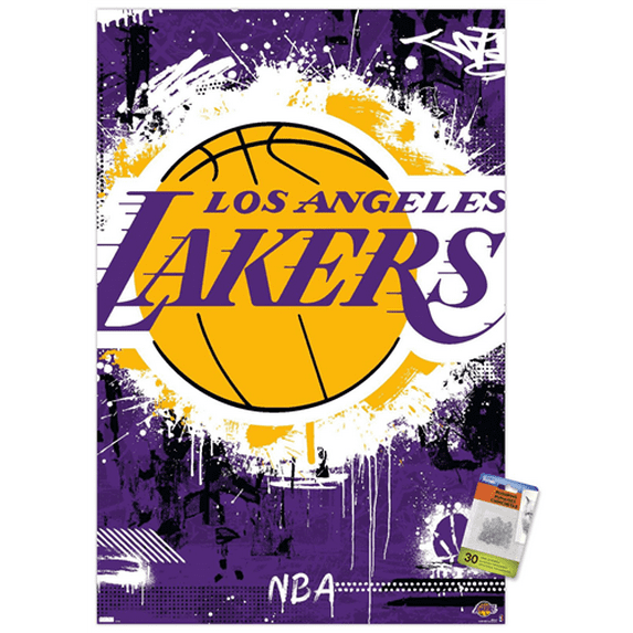 NBA Los Angeles Lakers - Maximalist Logo 23 Wall Poster with Push Pins, 22.375" x 34"