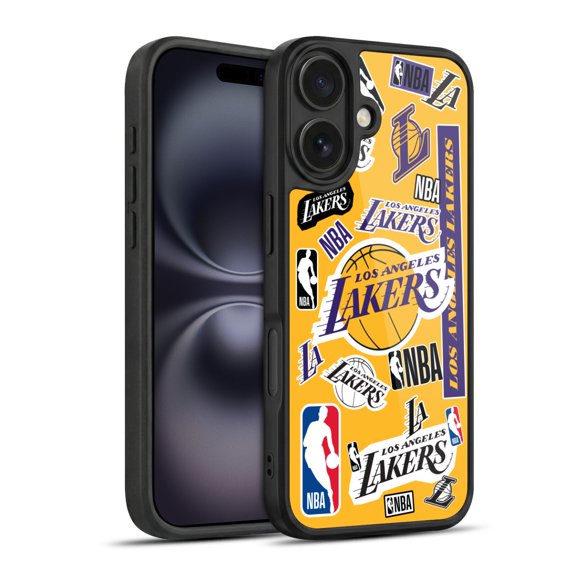 NBA Los Angeles Lakers Sticker Collage Hybrid Hard MagSafe Case for Apple iPhone 16