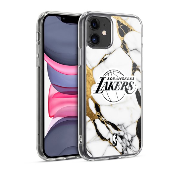 NBA Los Angeles Lakers White Marble Hybrid MagSafe Case for Apple iPhone 11