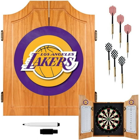 L.A. Lakers NBA Dart Cabinet Set with Darts and Board - Purple, Gold