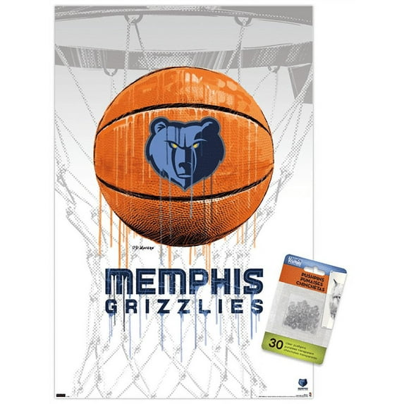 NBA Memphis Grizzlies - Drip Basketball 21 Wall Poster with Pushpins, 14.725" x 22.375"