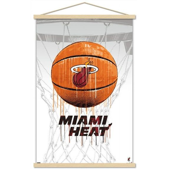 NBA Miami Heat - Drip Basketball 21 Wall Poster with Wooden Magnetic Frame, 22.375" x 34"