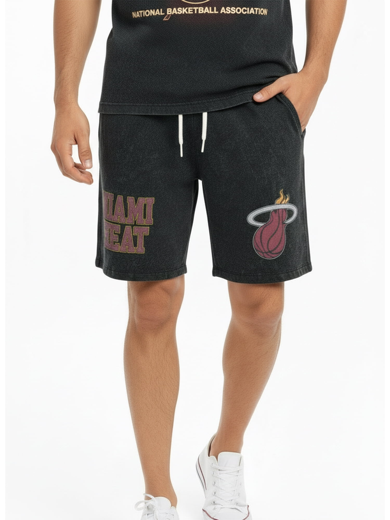 NBA Miami Heat Men's & Men's Big and Tall Mineral Wash Graphic Shorts, Sizes XS–5XB