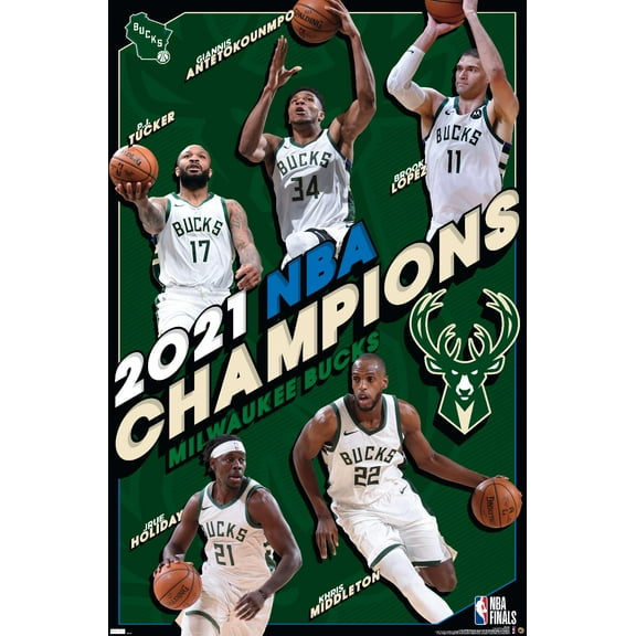 NBA Milwaukee Bucks - 2021 NBA Finals Champions Wall Poster, 14.725" x 22.375"