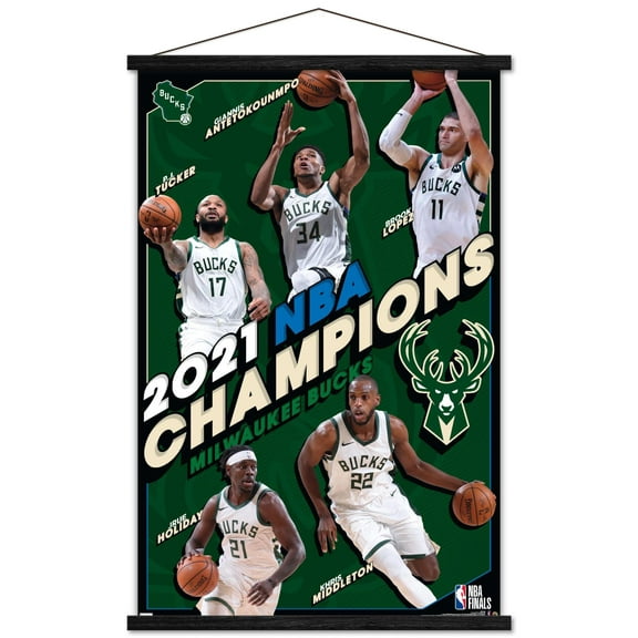 NBA Milwaukee Bucks - 2021 NBA Finals Champions Wall Poster with Magnetic Frame, 22.375" x 34"