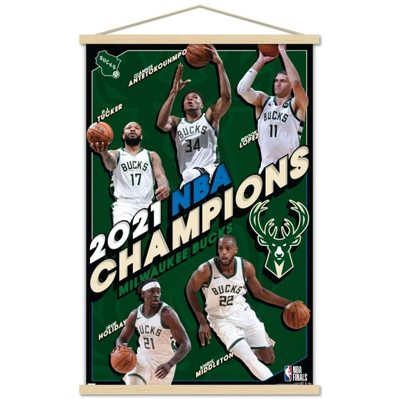 NBA Milwaukee Bucks - 2021 NBA Finals Champions Wall Poster with Magnetic Frame, 22.375" x 34"