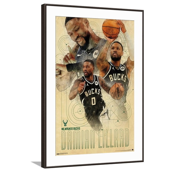 NBA Milwaukee Bucks - Damian Lillard 24 Canvas Wall Poster, 22.375" x 34"