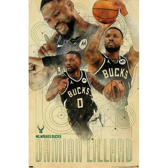 NBA Milwaukee Bucks - Damian Lillard 24 Wall Poster, 14.725" x 22.375"