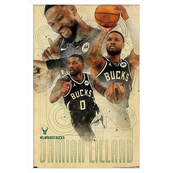 NBA Milwaukee Bucks - Damian Lillard 24 Wall Poster, 22.375" x 34" Framed