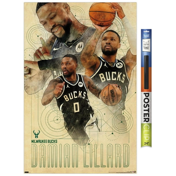 NBA Milwaukee Bucks - Damian Lillard 24 Wall Poster, 22.375" x 34"