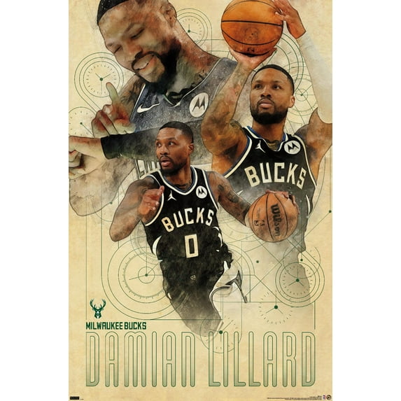 NBA Milwaukee Bucks - Damian Lillard 24 Wall Poster, 22.375" x 34"
